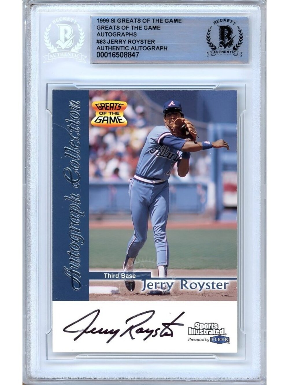 Jerry Royster Signed 1999 Fleer SI Greats #63 Atlanta Braves BAS Slab Auto MLB